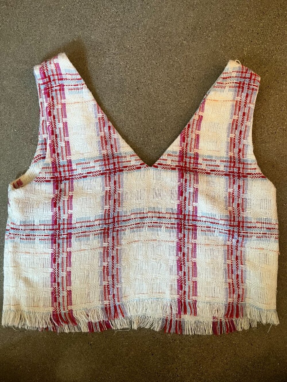 STAUD plaid tweed cropped top